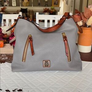 Dooney & Bourke Gray Leather Bag with Red Lining